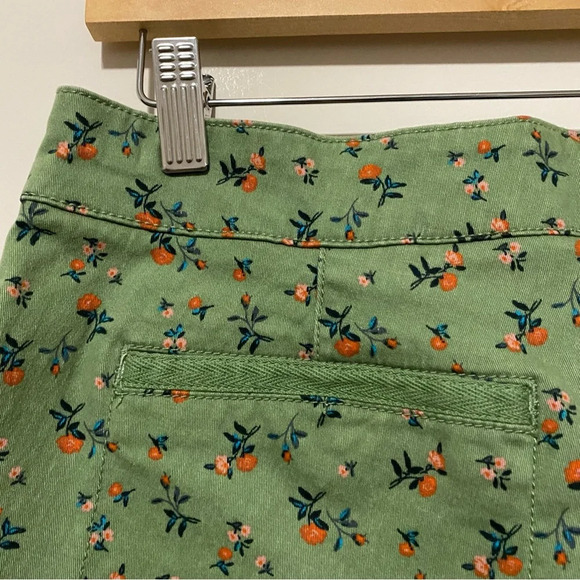 Anthropologie Green and Orange Bermudas with Botanical Print - Picture 8 of 9